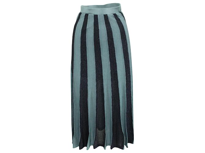 Sandro Paris Striped Paneled Skirt in Blue Polyester  ref.593979