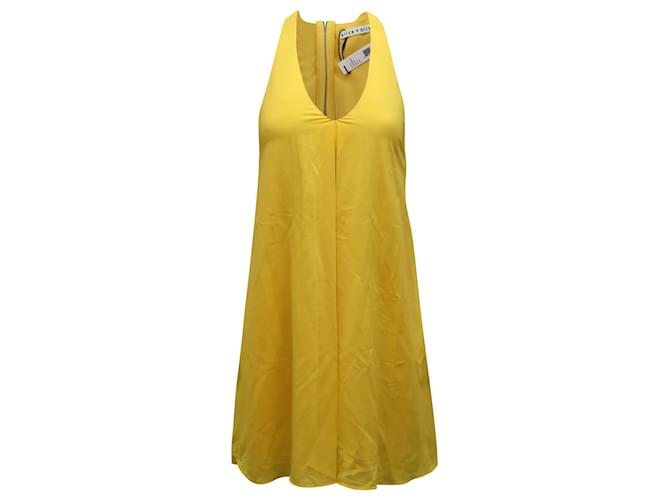 Alice + Olivia Halterneck Mini Dress in Yellow Silk  ref.594047
