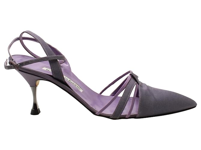 Manolo Blahnik Kitten Heel Pointed Toe Pumps in Violet Cotton  Purple  ref.594092