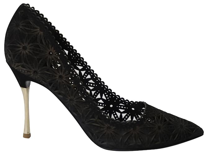 Zapatos de tacón de aguja con corte láser de Nicholas Kirkwood en cuero negro  ref.594093
