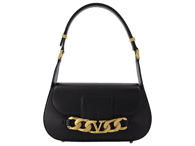 Valentino Garavani Small Shoulder Bag | Vlogo Chain | Vit.Dauphine/A.Brass Morsetto Black Leather  ref.594115