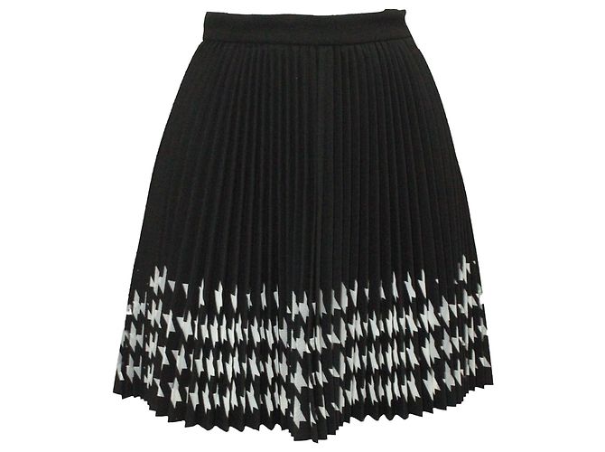 MSGM Hahnentritt-Plissee-Rock mit Laserschnitt aus schwarzem Polyester