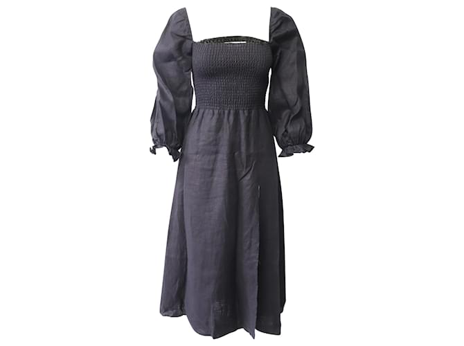 Reformation Gitane Midi Dress in Black Linen   ref.594123