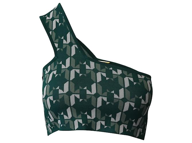 Autre Marque Dodo Bar Or One-Shoulder Crop Top in Green Viscose Cellulose fibre  ref.594156