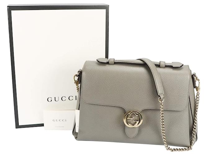 Gucci Grey Leather Dollar Interlocking G Shoulder Bag Gucci