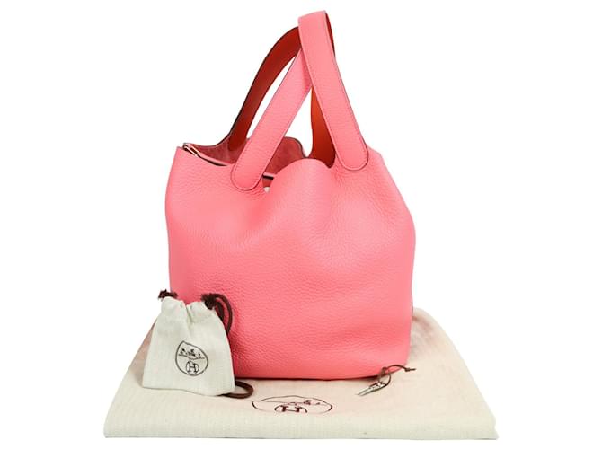 Hermès Picotin 22 Rosa Taurillon Clemence Pink Leder Kalbähnliches Kalb  ref.594260