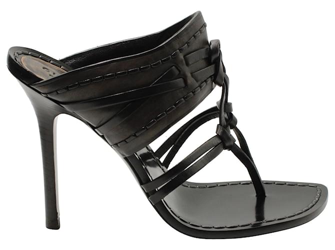 Gucci Strappy High Heel Mules in Black Leather   ref.594367