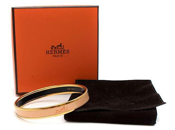 Trim Hermès Bracelet jonc étroit en émail Caleche GHW Email Beige  ref.594449