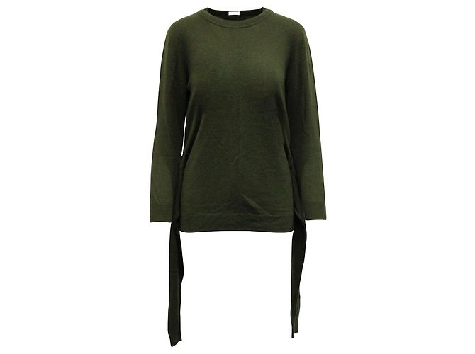 Pull Sandro Paris à nouer à la taille en laine vert kaki