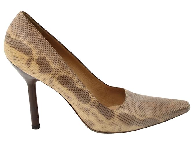Zapatos de Salón en Punta con Estampado de Piel de Serpiente Gucci en Cuero Multicolor  ref.594582