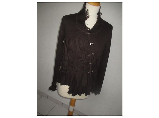 Autre Marque Olivier Philips Pullover Dunkelbraun Merinowolle