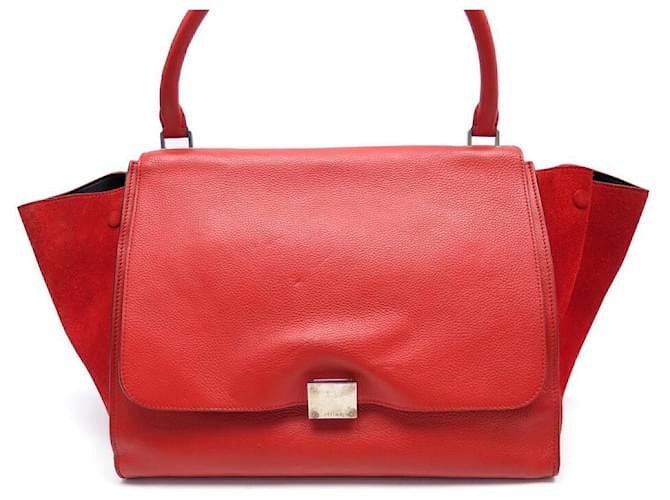 Céline CELINE TRAPEZE MEDIUM MODEL HANDBAG IN RED LEATHER HAND BAG  ref.594681