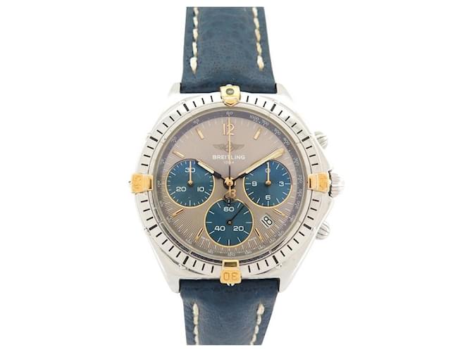 BREITLING SEXTANT B WATCH55046 Chronograph 36 MM QUARTZ IN STEEL & LEATHER WATCH Silvery  ref.594689
