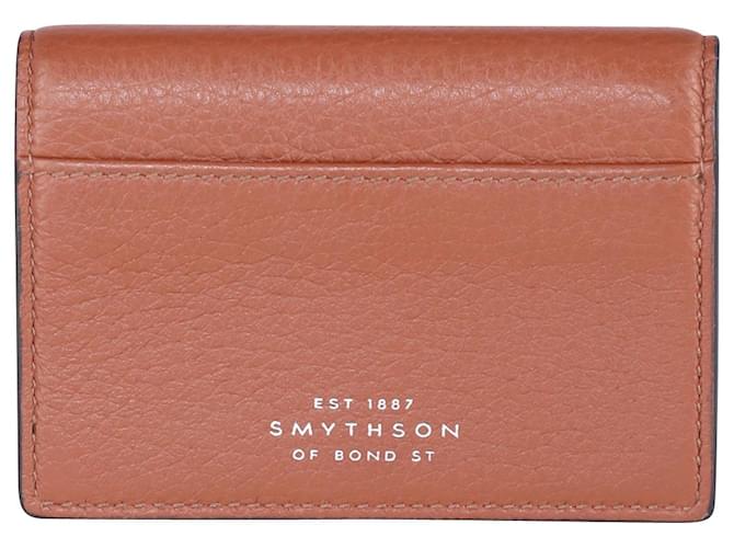 Estojo de cartão dobrado Smythson com fecho de pressão em couro marrom  ref.594698