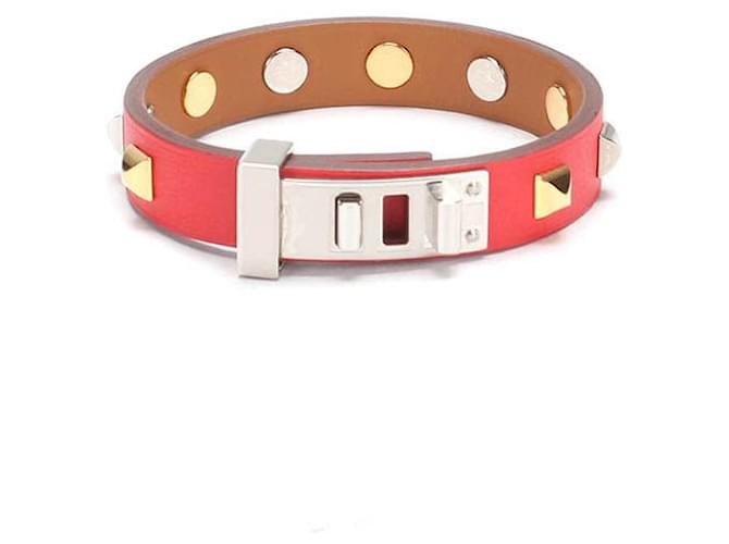 Hermès Mini Hund Clous Carres Armband Orange Leder Kalbähnliches Kalb  ref.594703