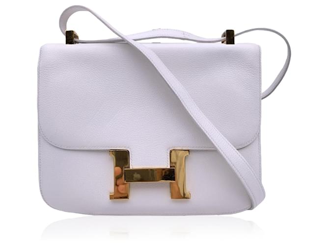 Hermès Hermes Vintage White Leather Constance Flap Shoulder Bag Beige  ref.594718