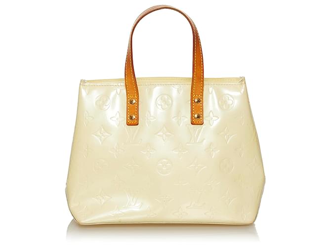 Louis Vuitton White Vernis Reade PM Braun Weiß Hellbraun Leder Lackleder  ref.594993