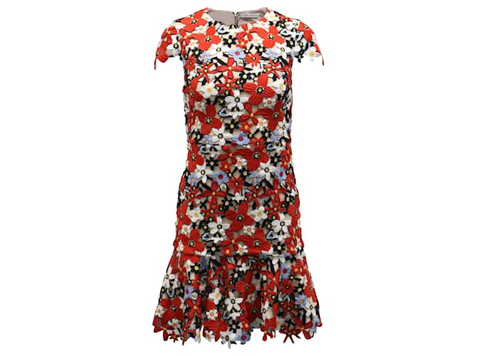 Alice + Olivia Floral Cap Sleeve Mini Dress in Multicolor Polyester Multiple colors  ref.595057