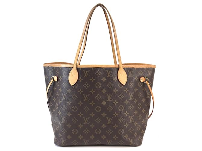 Louis Vuitton Neverfull MM Monogram Canvas Brown Leather  ref.595157