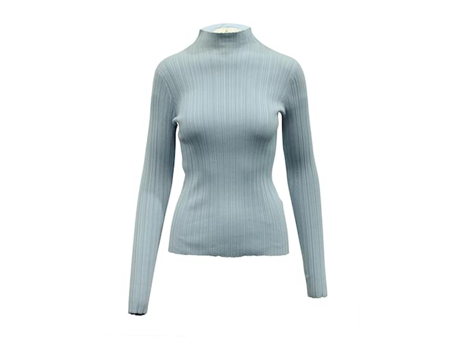 Autre Marque Acne Studios Katina Ribbed Knit Sweater in Light Blue Cotton  ref.595258