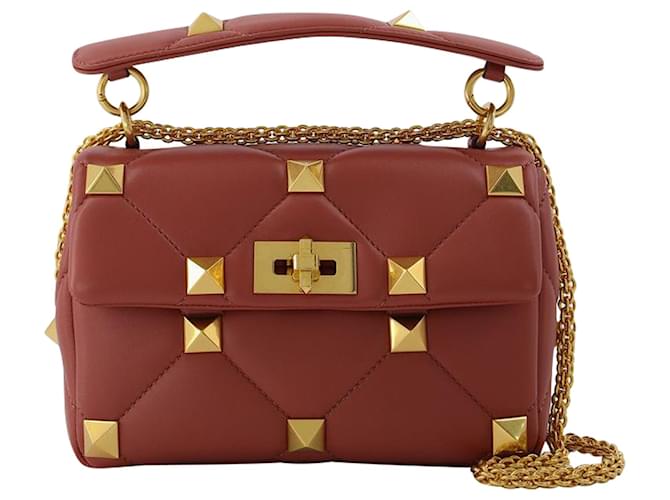 Valentino Garavani Medium Shoulder Bag | Roman Stud The Shoulder Bag | Nappa Dolce/Antique Brass Macr Brown Leather  ref.595273