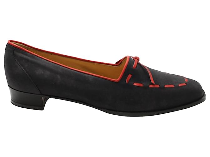 Manolo Blahnik Loafers in Navy Blue and Red Suede  Multiple colors  ref.595379