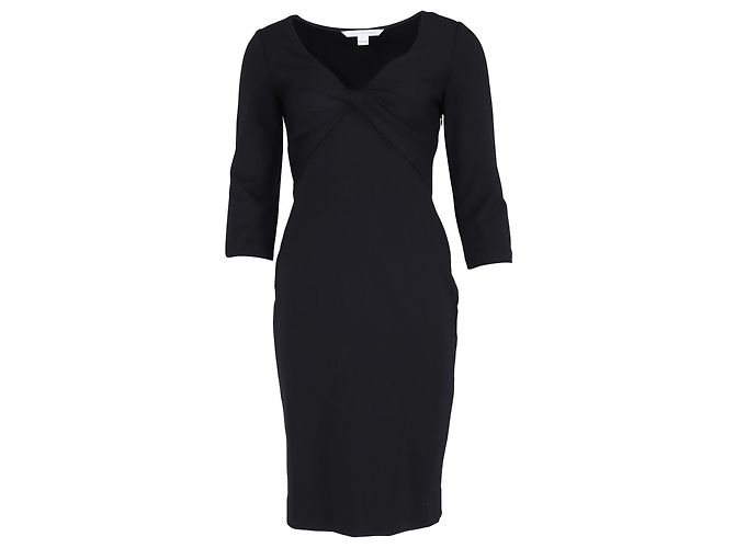 Diane Von Furstenberg – Razel-Kleid mit verdrehtem Frontdetail in schwarzer Viskose