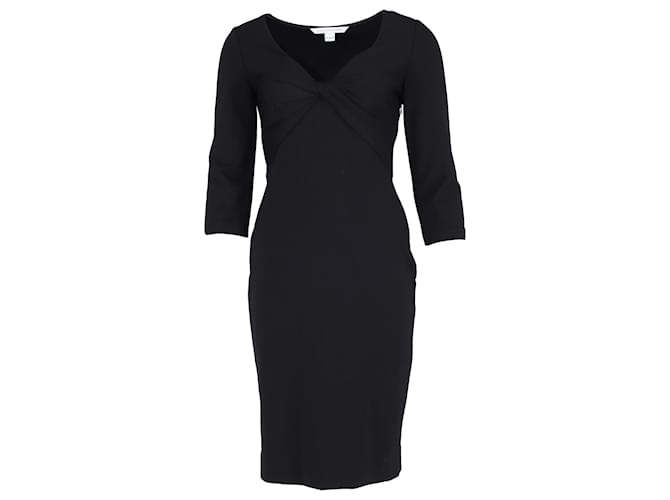 Diane Von Furstenberg Twist Front Detail Razel Dress in Black Viscose Cellulose fibre  ref.595387