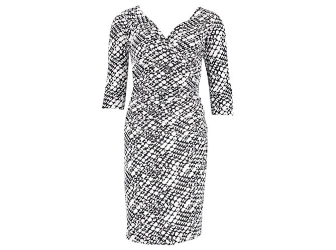 Diane Von Furstenberg Printed Wrap Dress in Black Silk  ref.595408