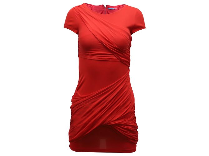 Alice + Olivia Vestido drapeado com detalhe em acetato vermelho
