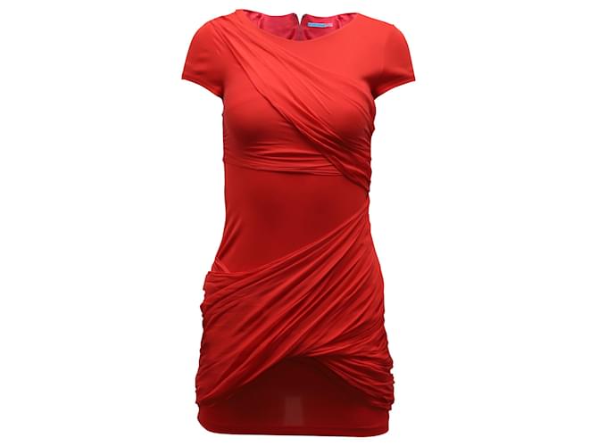 Vestido de acetato rojo con detalle drapeado de Alice + Olivia Roja Fibra de celulosa  ref.595476