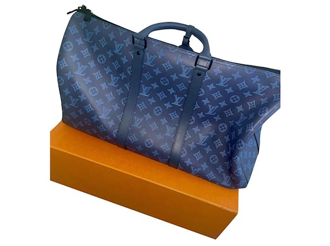 Louis Vuitton Keepall 50 neuf Blue Leather  ref.595496