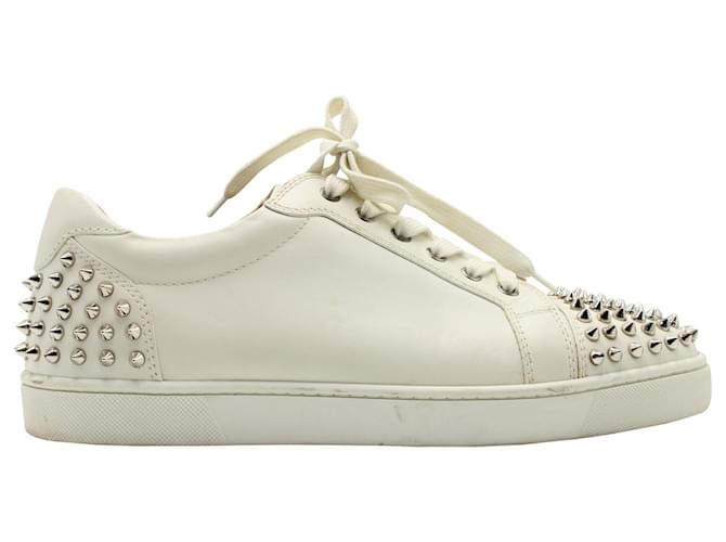 Christian Louboutin Viera 2 Studded Spike Sneakers in White Leather  ref.595521 - Joli Closet