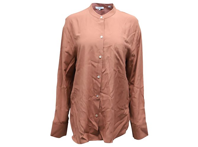 Chemisier Boutonné Vince en Viscose Rose Rose Marron