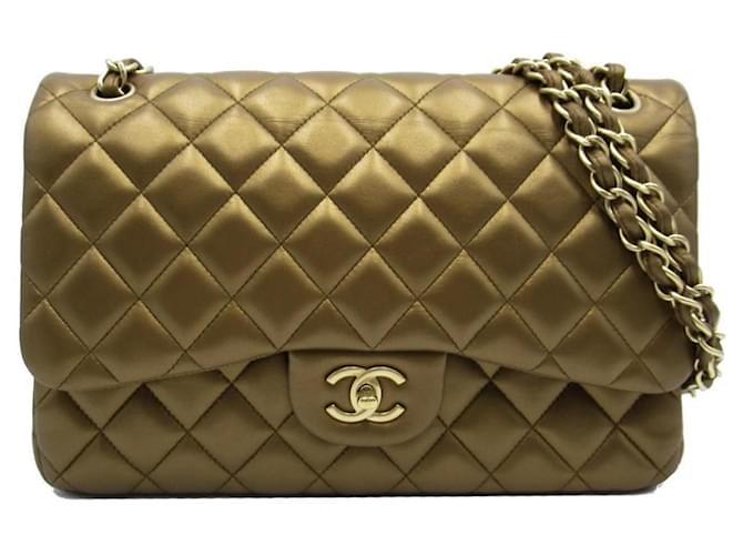 Chanel Jumbo Classic lined Flap Bag Golden Lambskin ref.595574 - Joli Closet