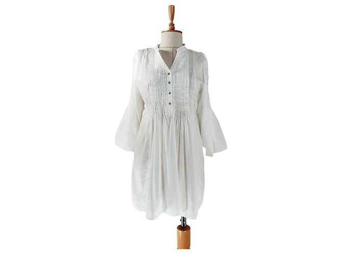 Autre Marque Top Peruvian Connection branco de seda e algodão L