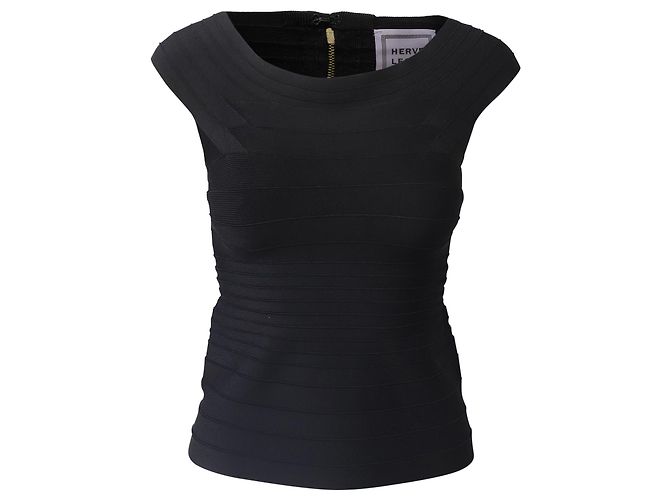 Herve Leger Top Bandage em Seda Artificial Preto