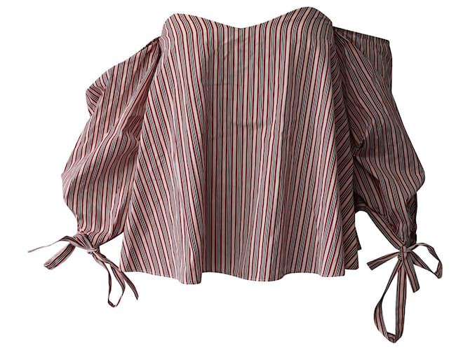Autre Marque Caroline Constas Blouse rayée épaules dénudées en coton multicolore  ref.595741