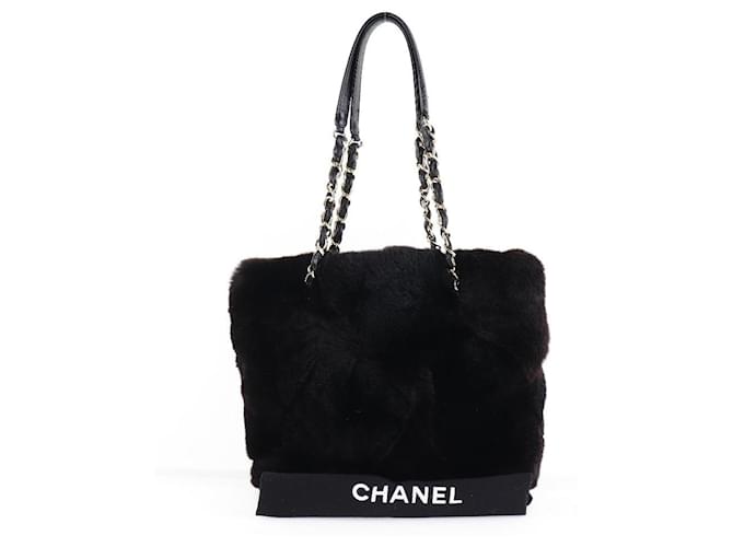 Chanel Rabbit Black Fur  ref.595843