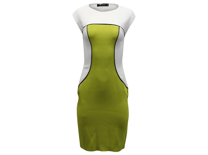 Etro Colorblock Sheath Sleeveless Dress in White and Lime Green Viscose Cellulose fibre  ref.595872