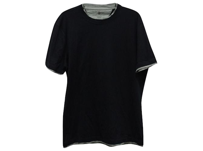 Brunello Cucinelli T-shirt Flim decote redondo em algodão azul marinho  ref.595884