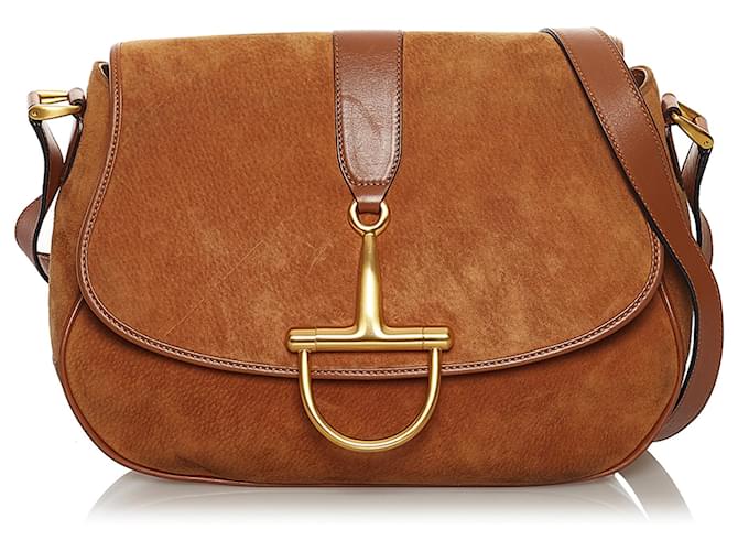 Leather Trim Suede Crossbody Bag