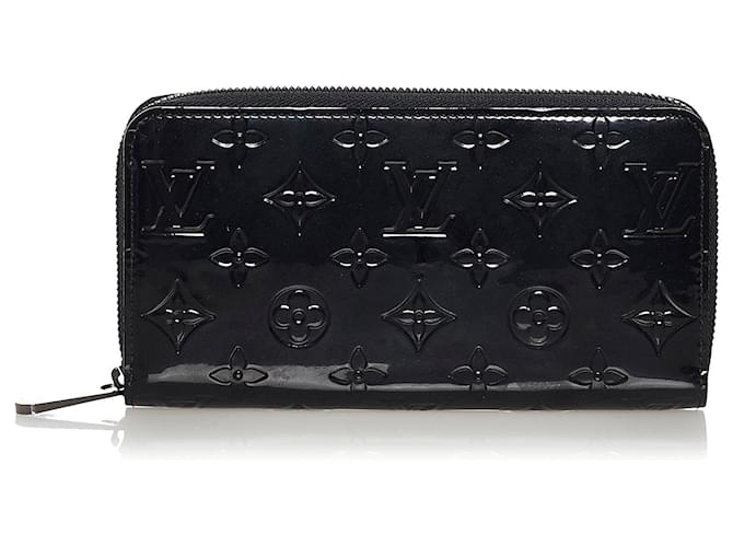 Louis Vuitton Black Monogram Vernis Zippy Long Wallet Leather