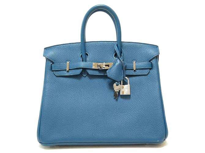 Hermès Togo Birkin 25 Métal Bleu  ref.596176