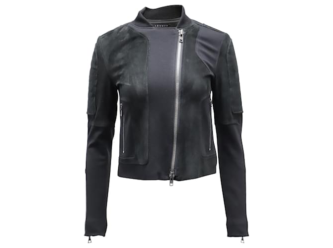 Theory Shezi K Combo Moto Jacket in Black Suede  ref.596249