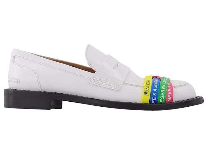 JW Anderson Elastic Loafer in White Leather  ref.596251
