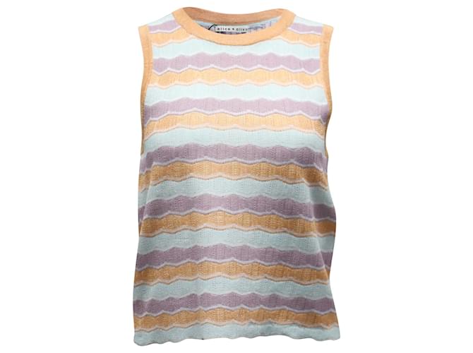 Alice + Olivia Alice & Olivia Antonella Striped Sleeveless Crop Top in Multicolor Viscose Multiple colors Cellulose fibre  ref.596257