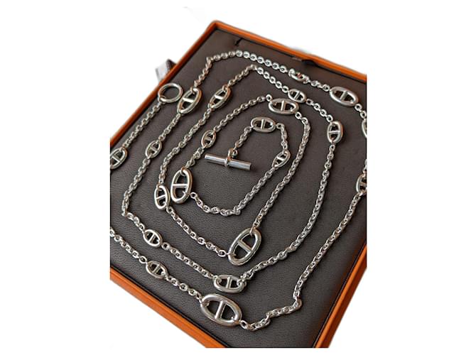 Hermès Farandole 160 cm Lange Halskette Silber 925 Box ganz neu Silber Hardware Geld  ref.596259