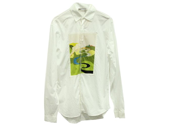 JW Anderson J.W. Anderson Printed Button Down Shirt in White Cotton