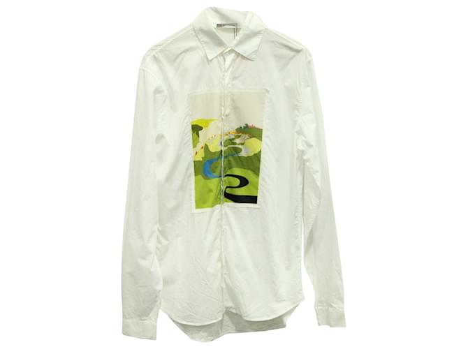 JW Anderson J.W. Anderson Printed Button Down Shirt in White Cotton  ref.596268